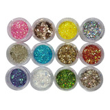12un Decoração Unhas Glitter Flocado Variados Encapsulamento Cor Hs-446