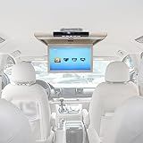 12V 24V Universal Car Overhead Player 17 Polegada 1080P Monitor De Montagem No Telhado Do Carro RV Flip Down Overhead Monitor Do Carro Suporta Entrada HDMI USB SD FM IR Beige