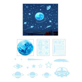 135 Img Adesivo Brilham Escuro Super Lua Ufo Estrelas - Azul
