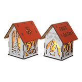 14 Casinhas De Natal Mdf 8 5x8 5x 10 5 Com Iluminação