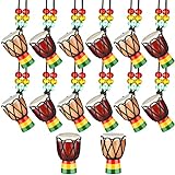 14 Colares De Instrumentos De Madeira Clássico Djembe Tambor Mini Pingente Tambor Africano Bongos Africanos Colar De Percussão Pescoço Joias Presente Para Crianças Adultos Suprimentos De Festa Marrom Escuro E Marrom Claro