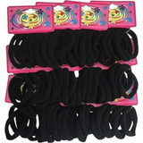 144 Elastico Rabico Xuxinha De Cabelo Preto Tipo Meia 