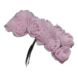 144 Mini Rosas Artificial De Eva Seda - Pacote Rosa Claro