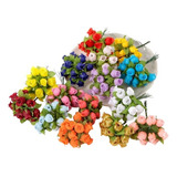 144 Mini Rosas Flores Rosinhas Artificiais Cetim Cor Sortida