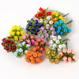 144 Mini Rosas Flores Rosinhas Artificiais Cetim Varias Cor