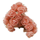 144 Mini Rosas Flores Rosinhas Artificiais Salmon Salmão Eva