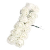 144 Mini Rosas Artificial De Eva Seda   Pacote Com Branco