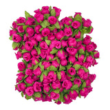 144 Mini Rosas Flores Rosinhas Artificiais Cetim Rosa