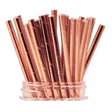 15 Unidades Canudos De Papel Metálico Rose Gold Cor Rosa