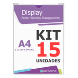 15 Display Parede Porta Folha A4 Em Petg Fita Adesiva