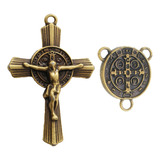15 Entremeios São Bento 15 Crucifixos Para Terço Atacado Cor Ouro Velho