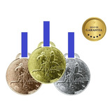 15 Medalhas 35mm Futebol Ouro Prata Bronze Aço Com Fita