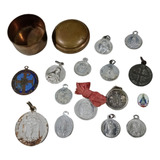 15 Medalhas Católicas Antigas Em Estojo