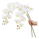 15 Orquídeas Artificial Toque Real Silicone Branca Flor