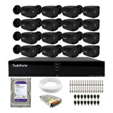 16 Câmeras Bullet Black Full Hd Dvr 16 Canais Hd Instalado