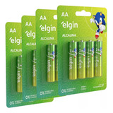 16 Pilhas Alcalinas Elgin Energy Aa Lr6 - 1,5v (4 Cartelas)
