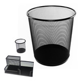 16 Kit Escritório Lixeira 12l Porta Treco Porta Lápis Mesa