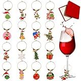 16 Pingentes De Taça De Vinho De Natal Pingentes De Vinho Para Taças Identificadores De Copo De Vinho Marcadores De Copo De Vinho Amuletos De Bebida Marcadores De Bebida Etiquetas De Taça De