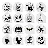 16 Stencils Haloween Pintura Facial Infantil Moldes 7x7cm