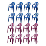 16 Un Cadeiras Infantil Poltrona Plástico Menino E Menina Cor Azul E Rosa Lisa