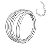 16G 18G 20G Duplo Triplo Aberto Empilhado Segmento Articulado Anéis De Nariz Argola Septo Clicker 316L Aço Cirúrgico Cartilagem Brincos Conch Daith Helix Rook Ear Lobe Piercing Joia Diâmetro 8 Mm 10
