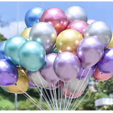 175 Balão Bexiga N° 5 Cromado Metalizado Brilhante Látex