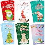 18 Peças De Porta Cartões De Dinheiro De Natal Em Aquarela Cartões Comemorativos Com Envelopes Cartões De Notas Em Branco Escritório Escola Casa