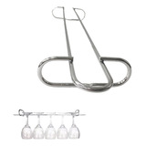 18 Suporte Porta Taças Gourmet 42cm Cromado Armário Suspenso