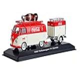 1960 Volkswagen T1 Kombi Van With Trailer Red And Cream Coca Cola 1 43 Diecast Model Car By Motorcity Classics 