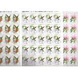 1991 C 1755 57 Folhas Selos Série Beija flores E Orquídeas