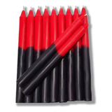 1kg 30 Velas Palito Bicolor Preta E Vermelha 18cm Parafina