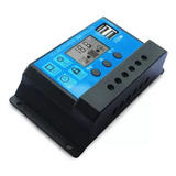 1pç Controlador De Carga Solar 30a 12e24v Pwm C/ 2 Porta Usb