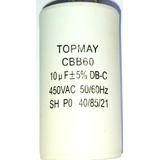 1x Capacitor De Partida 10uf 450vac 2 Fios 1 Peça