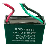 1x Capacitor Partida 1,7+1,3uf/350v Fio Cbb61 Rsd