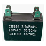 1x Capacitor Partida 2,5uf/250v Faston 38x15x25mm Cbb61