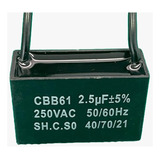 1x Capacitor Partida 2,5uf/250v Fio 38x15x24mm Cbb61