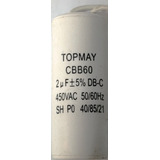 1x Capacitor Partida 2uf X 450vac 2 Fios 1 Peça