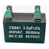 1x Capacitor Partida 3uf/450v Faston 38x15x25mm Cbb61