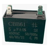 1x Capacitor Partida 5uf/450v Faston 47x22x34mm Cbb61