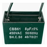 1x Capacitor Partida 8uf/450v Fio 47x23x35mm Cbb61