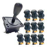 1x Kit Arcade Fliperama 1 Comando 10 Botões Preto