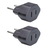 2 Adaptador 2 Pinos 10a Chato Americano P/ Redondo Margirius