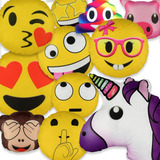 2 Almofadas Emoji Emoticon Cheias 34cm Whatsapp C/ Desconto 