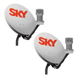 2 Antenas Banda Ku + 2 Lnbs Duplos Universal Sky