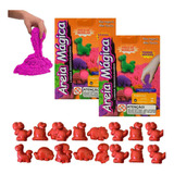 2 Areia Magica Modelar Areia Antistres Sensorial + 16 Moldes