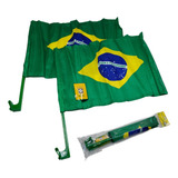 2 Bandeira Do Brasil Para Vidro Janela Do Carro 30cm X 45cm