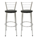 2 Banqueta Alta Banco Cromado Balcão Bistro Cozinha Gourmet