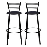 2 Banqueta Alta Flórida Preto Cozinha Bar Balcão