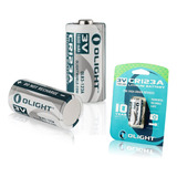 2 Bateria Pilha Olight Cr123a 3v 1600mah Lítio Descartável