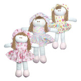 2 Boneca De Pano 35cm Vestido Estampas Sortidas Para Bebe